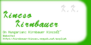 kincso kirnbauer business card
